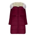 thumbnail image 5 of Puffer Jacket for Women with Pocket Detachable Hat Collar Plus Size Long Sleeve Solid Color Warm Winter Puffer Coat Thicken Fleece Lined Padded Jacket Snow Parka, 5 of 5