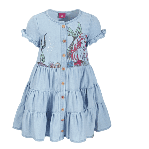 Disney Toddler & Little Girls the Little Mermaid Cotton Chambray Dress - Light Wash