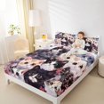 thumbnail image 2 of Manfei Cartoon Kitten Fitted Sheet Full, Watercolor Cat Animal Bed Set, Pink Purple, 3pcs, 1 Fitted Sheet and 2 Pillowcases, 2 of 6
