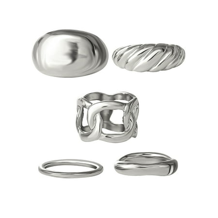 Jessica Simpson Women's Silvertone Ring Set, 5-Piece