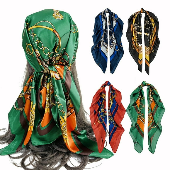 Bangcool Women Head Scarves Printed 4PCS Simulated Silk Square Scarf Neck Scarf for Girl
