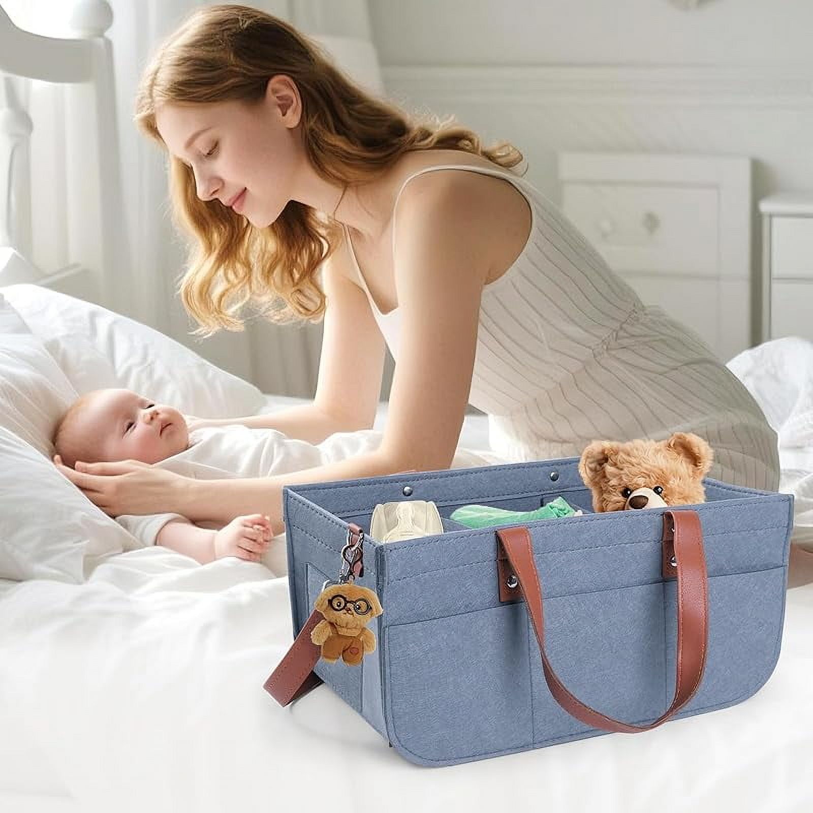 Diaper Caddy Bag,Car Organizer and Storage,Caddy Organizers with Handles and Straps, Baby Bottle Organizer for Nursery,Portable Baby Diaper Caddy