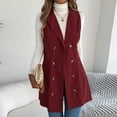 thumbnail image 3 of Corduroy Vest for Women Button Down Sleeveless Jacket Fall Winter Lapel Casual Outerwear Long Tunic Fashion Coat, 3 of 6
