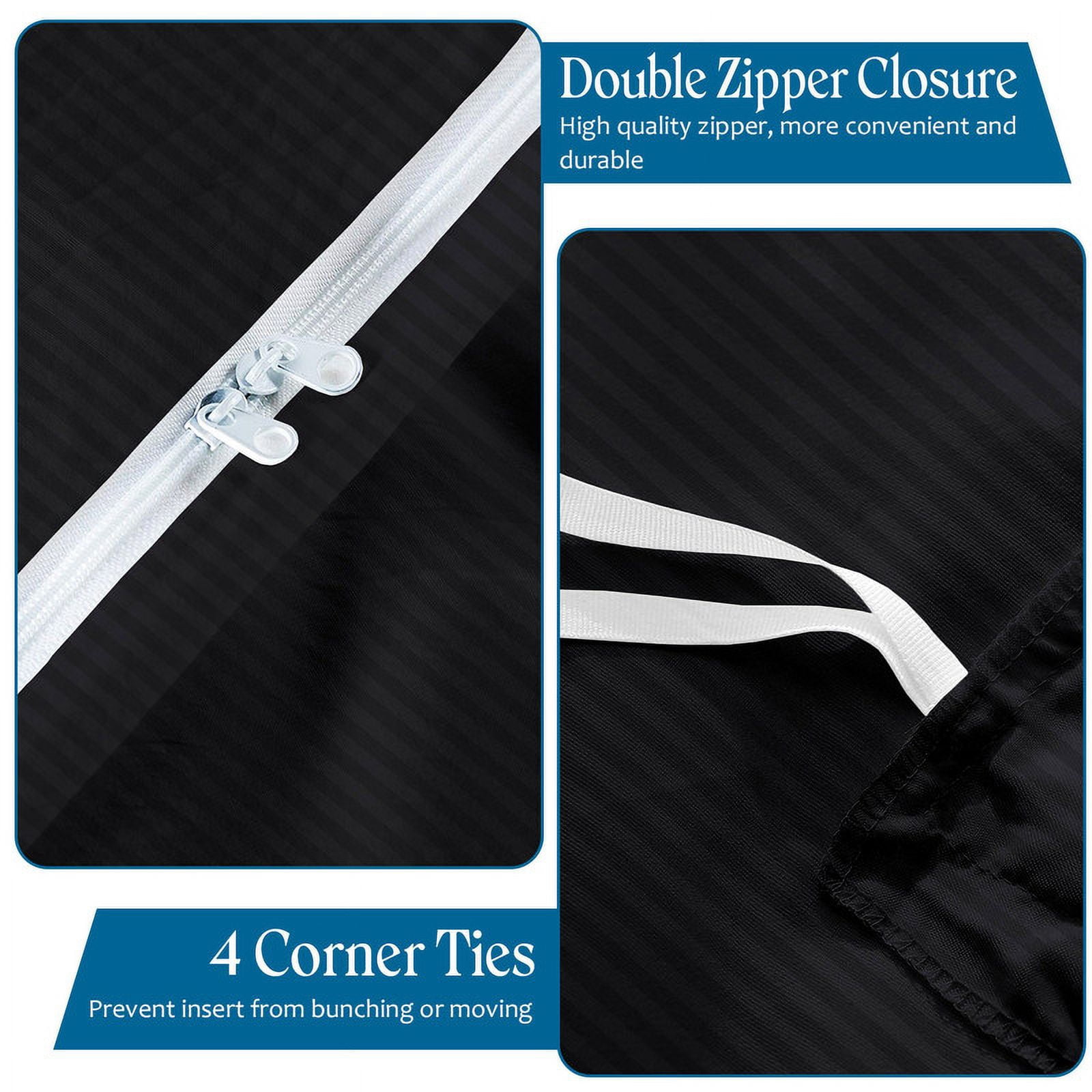 500 TC 100% Egyptian Cotton Premium Duvet Cover Zipper Closur Ultra Soft Durable and Fade Resistant Color Black Stripe size Wyoming King