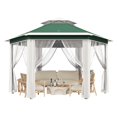 thumbnail image 1 of Yeshouse Carpa plegable de 4 x 4 metros (13 x 13 pies) para todo tipo de clima con mosquitera - Refugio solar de acero resistente de 6 lados con bolsa de transporte - Carpas tipo pabellón para patio, 1 of 8