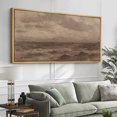 thumbnail image 2 of Large Framed Canvas Print Vintage Ocean Waves Under Moody Sky - Classic SeascapeWall Art Decorative Ready to Hang Painting for Living room Bedroom 60x30 inches Natural Frame, 2 of 7