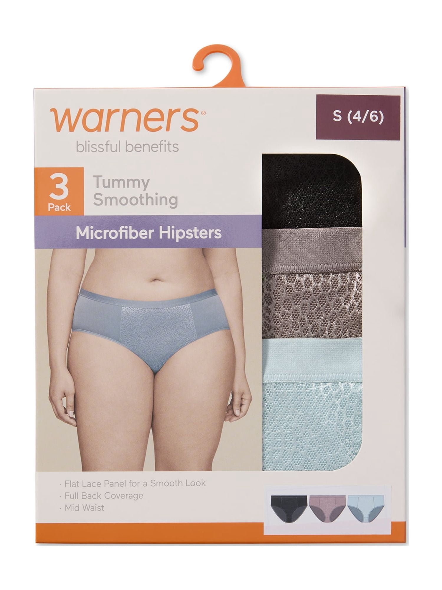 Warners® Blissful Benefits Women's Tummy-Smoothing Mid-Waist Microfiber 3-Pack Hipster S-3XL