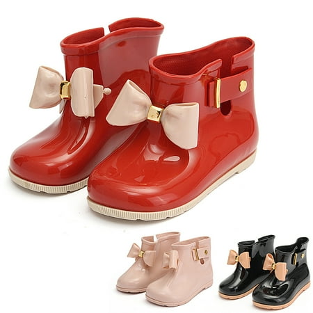Meigar Girl's Cute Bow Jelly Kid's Rainboots Rain Boots Princess Rain Shoes