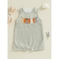thumbnail image 4 of Qmyliery Toddler Girls Boys Ovrealls Rompers Easter Clothes Rabbit Carrot Embroidered Sleeveless Baby Bodysuits Jumpsuits 6 12 18 24 Months 3 Years, 4 of 9
