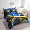 thumbnail image 3 of jejeloiu Speed Racing Car 7pcs Bedding Comforter Set,Extreme Sport Lovers Queen Bedding Sets,Yellow Blue Queen Sheet Sets For Boys Kids,Breathable Home Decor Reversible, 3 of 8
