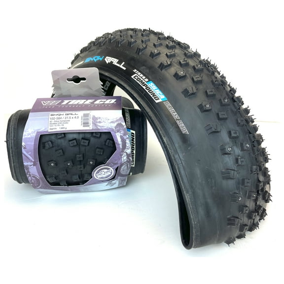 Two Vee Tire 27.5x4 SnowBall Studded Folding Bead Bike Tire Silica Compound