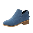 thumbnail image 2 of Round Toe Ankle Booties for Women Block Heel Back Zipper Suede Finish Versatile Autumn Winter Short Boots, 2 of 6