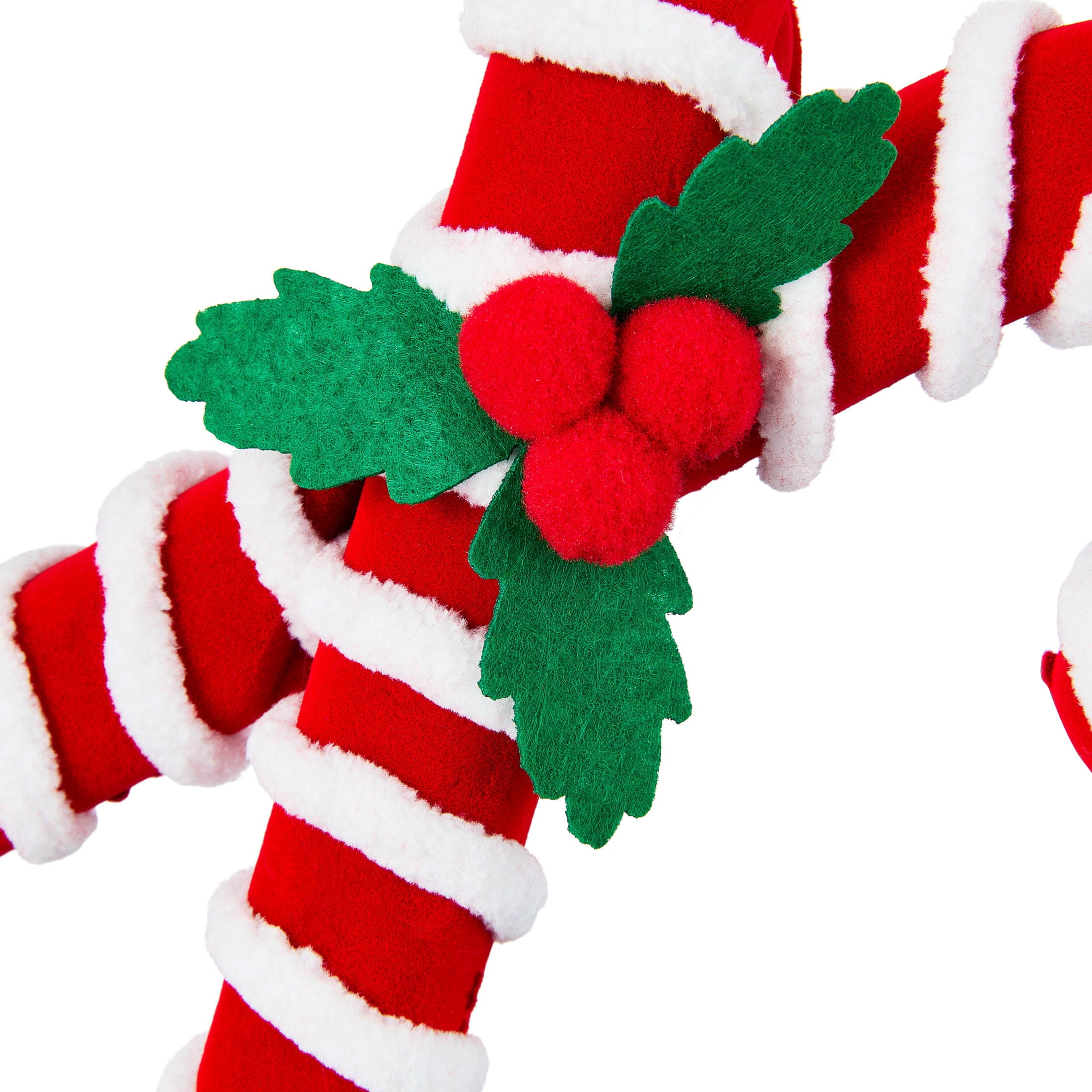 4-Count Red and White Fuzzy Candy Cane Christmas Ornaments, 6.5", by Holiday Time
