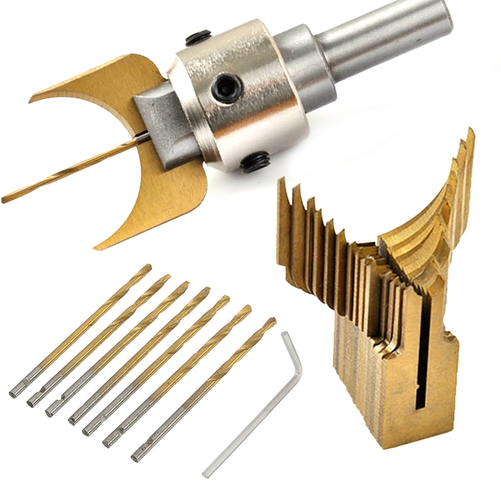 7x HSS 5 Flute Countersink Wood Drill Bit Set Pilot Hole For Bench Drills+Wrench 