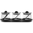 thumbnail image 1 of Glass Condiment Jar Spice Container with Lids and Spoons,Tray, for Kitchen, Counter, Food Storage.(Set of 3), 1 of 4