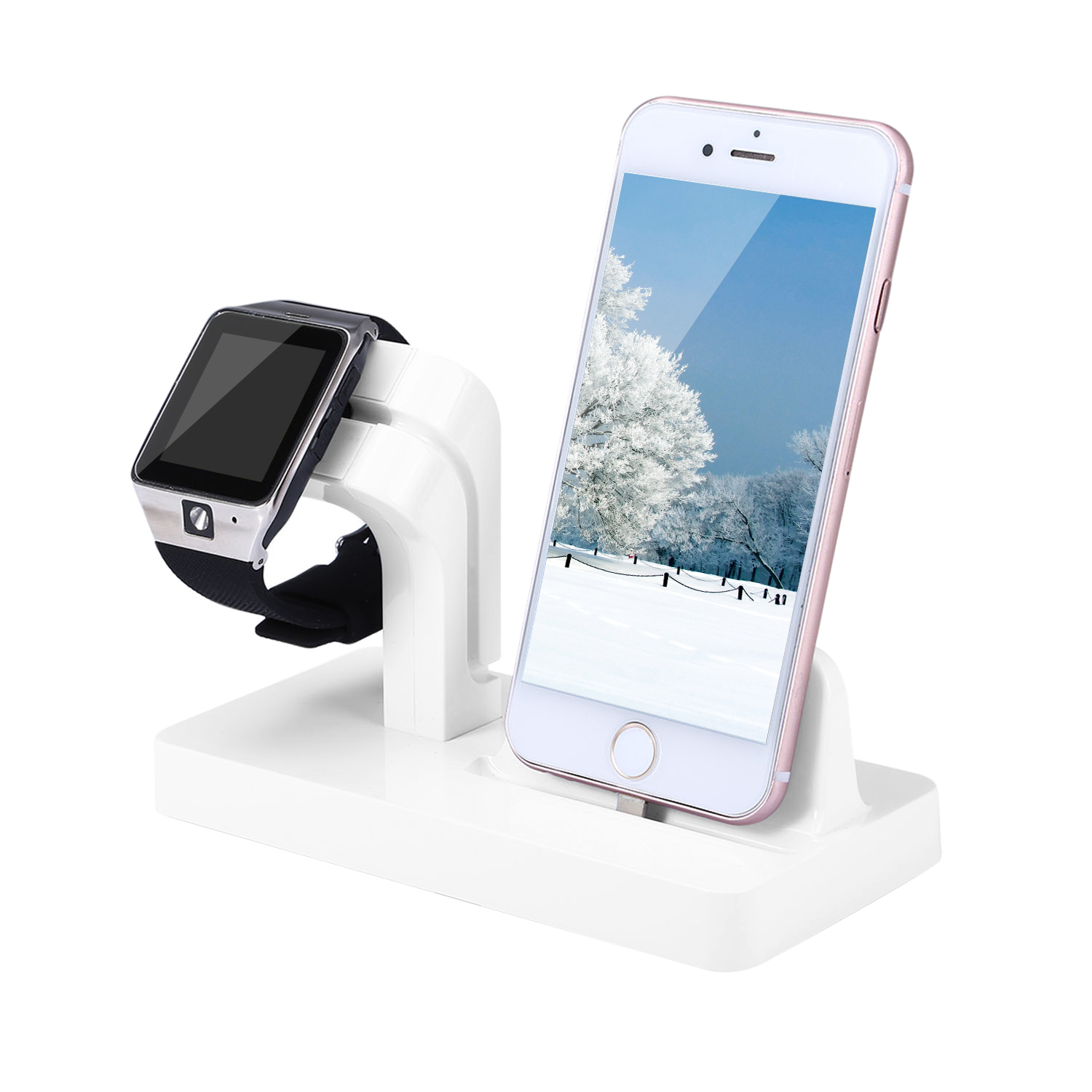 iMountek Charging Stand Dock Station Charger Holder for Apple Watch Series iPhone 11/X/8/8Plus/7 White - image 1 of 6