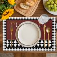 thumbnail image 4 of Red Kitchen Chef Placemats Set of 8, Black Plaid Gourmet Food Vintage Placemats for Dining Table, Place Mats for Kitchen Tabletop, Waterproof Wipeable Dining Table Mats Set, 4 of 9