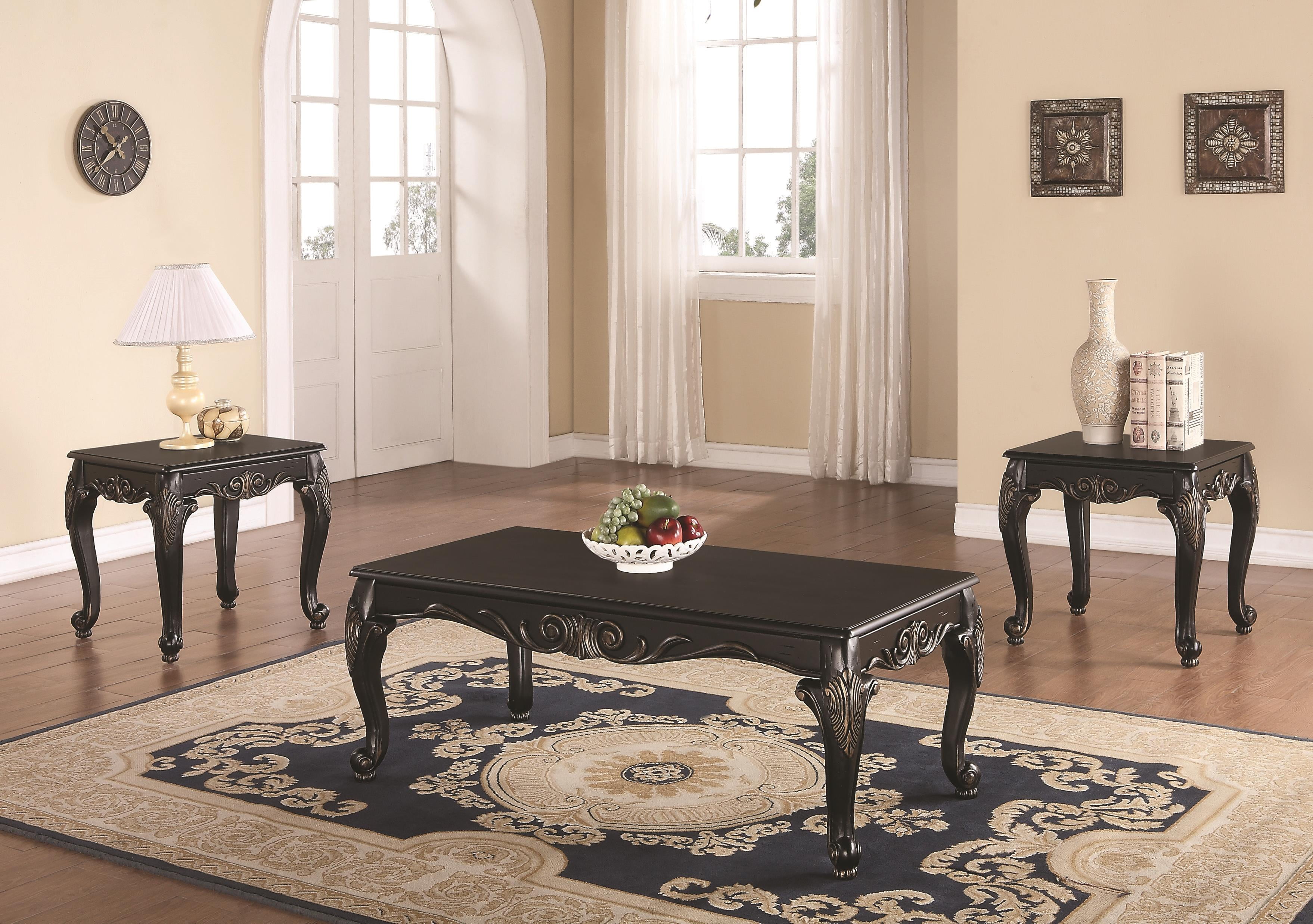 3Pc Occasional Table Set in Black