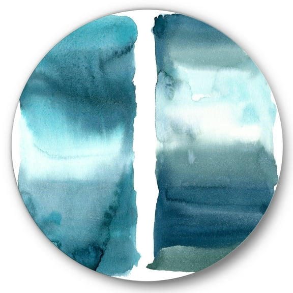 Designart 'Abstract Impression Ocean Blue Aquatic I' Modern Circle Metal Wall Art 36x36 - Disc of 36