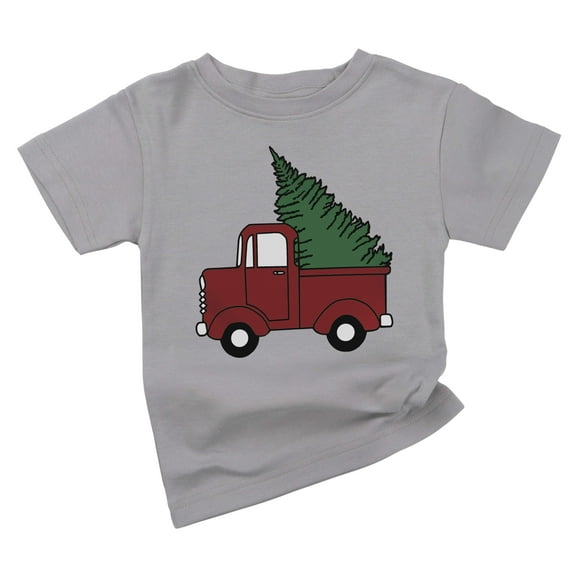 Spunky Stork Christmas Tree Wagon Car Truck Boys Organic Baby Kids Shirt