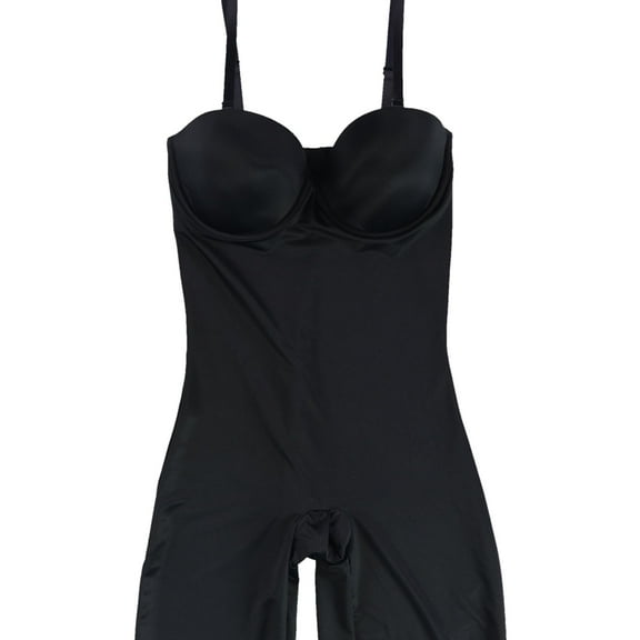 Red Hot Womens Solid Cupped Shapewear Romper, Black, Medium