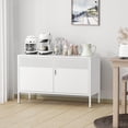 thumbnail image 3 of Elegant Metal Locker Storage Cabinet, 2 Door Metal Accent Cabinet,2 Tier Low Metal Cabinet with Doors and Shelf  for Home and Office,White, 3 of 7