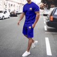 thumbnail image 2 of CONZONE Mens 2 Peice Track Suits Graphic Short Sleeve Workout Tshirt Shorts Sets Breathable Summer Tracksuits, 2 of 4