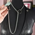 thumbnail image 3 of Heart Slip Chain Necklaces for Women,Stainless Steel O-Ring Adjustable Lariat Heart Y-Necklace,Punk Cuban Choker Necklace for women, 3 of 11