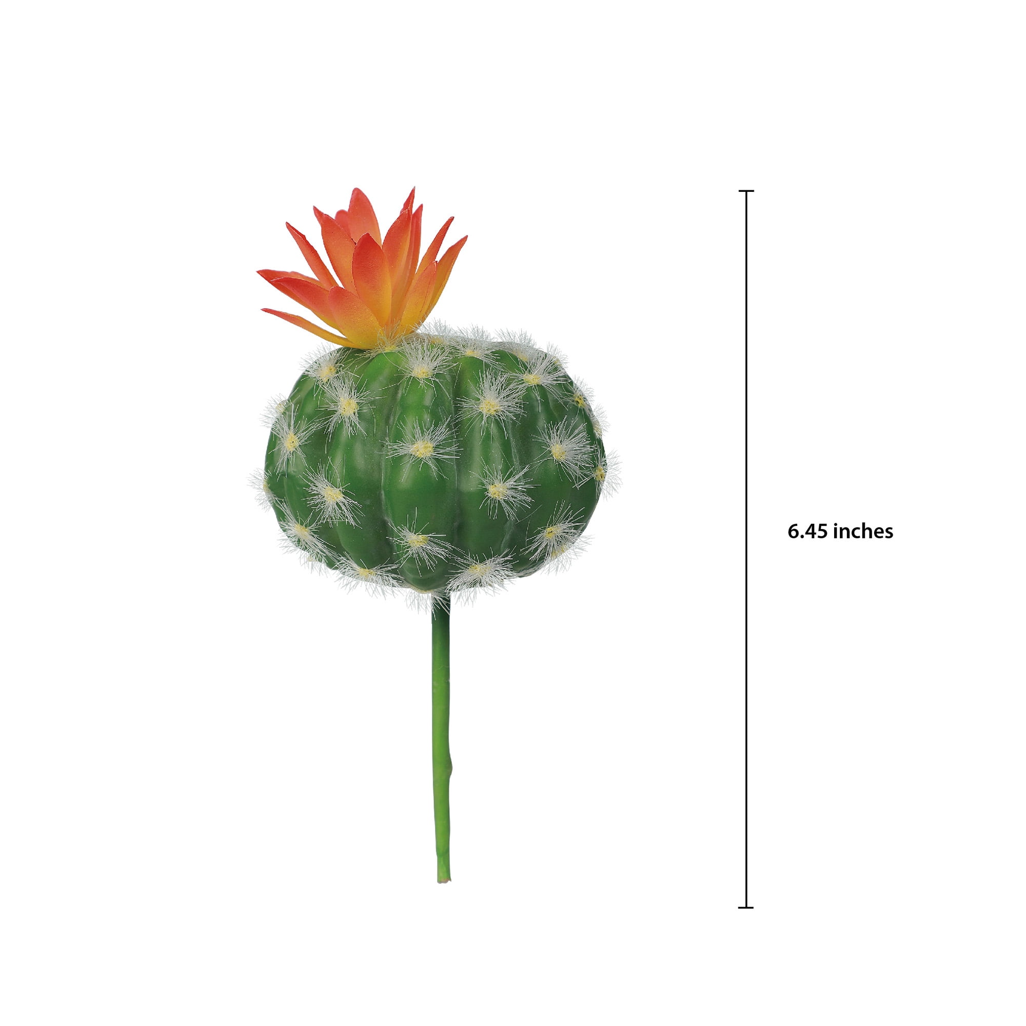 Mainstays 6.45" Artificial Green Cactus with Orange Flower Pick