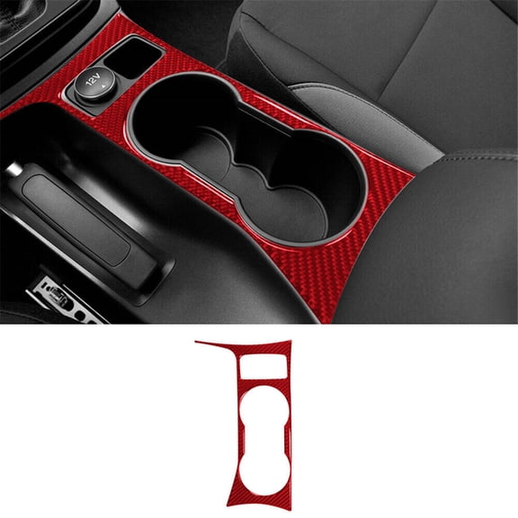 Soft Carbon Fiber Car Interior Decor Kits Red Carbon Fiber Interior Center Cupholder Console Cover Trim For Ford Escape Sticker