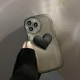 thumbnail image 4 of Designed for iPhone Case,Cute 3D Love Heart Water Wave Shape Frame Camera Lens Protection Shockproof Protective Cover Phone Case (Black,iPhone 12), 4 of 4