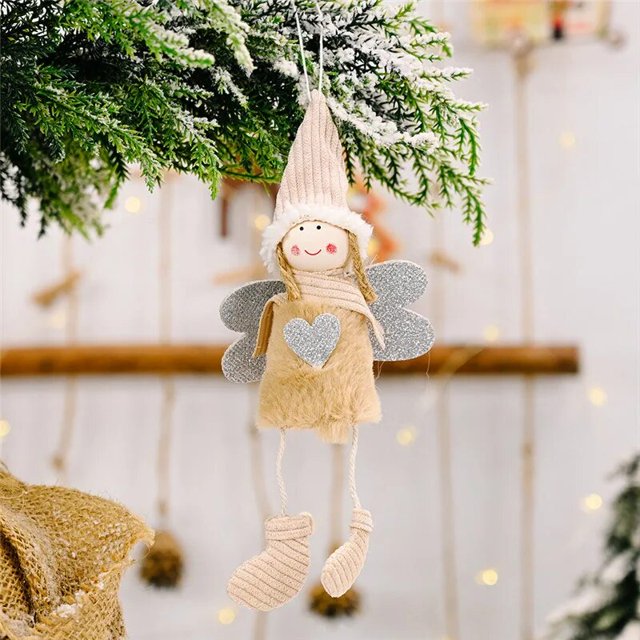Ángel de muñecos de peluche con sombrero bonito para niño, adorno de árbol de Navidad, colgante de muñeca para decoración del hogar, regalo de Año Nuevo, 2023, 2022