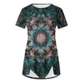 thumbnail image 4 of EINCcm Womens Summer Bohemian Tops Trendy Short Sleeve Floral Blouse Tops Dressy Casual Cute Tunic TShirts Irregular Hem, 4 of 5