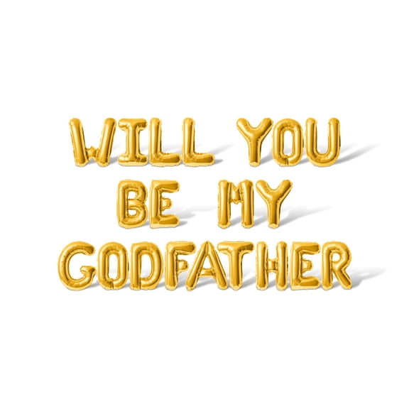 Letter Balloons - WILL YOU BE MY GODFATHER 16" Inch Alphabet Letters Foil Mylar Balloon Christening Party Banner (Gold)