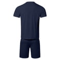 thumbnail image 7 of Mens Short Sets 2 Piece Outfits Summer Casual Soft Breathable Cotton Short Sleeve Shirts and Shorts Solid Color Men's Fashion Clothes Navy, Size XXXL, 7 of 7