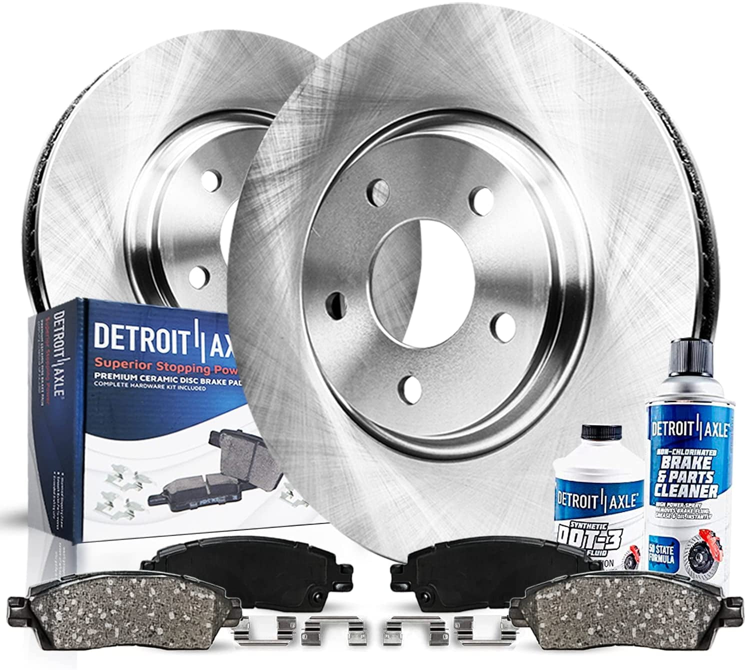 Detroit Axle - Front Brake Rotors w/Ceramic Pads Cleaner & Fluid  Replacement for Ford Escape Mercury Mariner Mazda Tribute