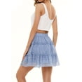 thumbnail image 4 of NFTOEIULA Women Floral Print Elastic Waist Ruffle Hem Layering A-Line Mini Skirt, 4 of 4