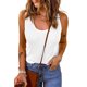 thumbnail image 4 of ABPHQTO Camiseta sin mangas con cuello en U de punto gofrado liso blanco para mujer, 4 of 5