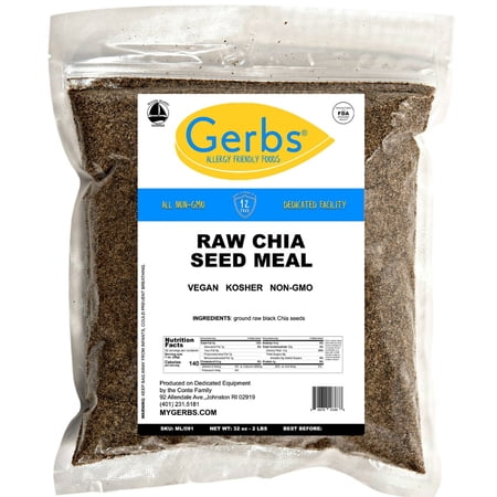 Ground Raw Chia Seed Meal By Gerbs - 2 LBS - Top 14 Food Allergen Free & NON GMO - Vegan & Kosher - Full Oil Content