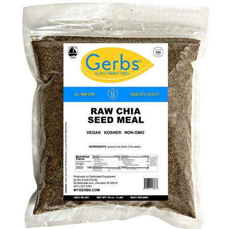Ground Raw Chia Seed Meal By Gerbs - 2 LBS - Top 14 Food Allergen Free & NON GMO - Vegan & Kosher - Full Oil