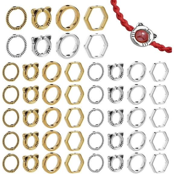 1set 128pcs 8 styles Alloy Bead Frame Mixed Shapes 10~12.5x10.5~12.5x3~3.5mm Hole: 1.2~1.6mm 16pcs/style