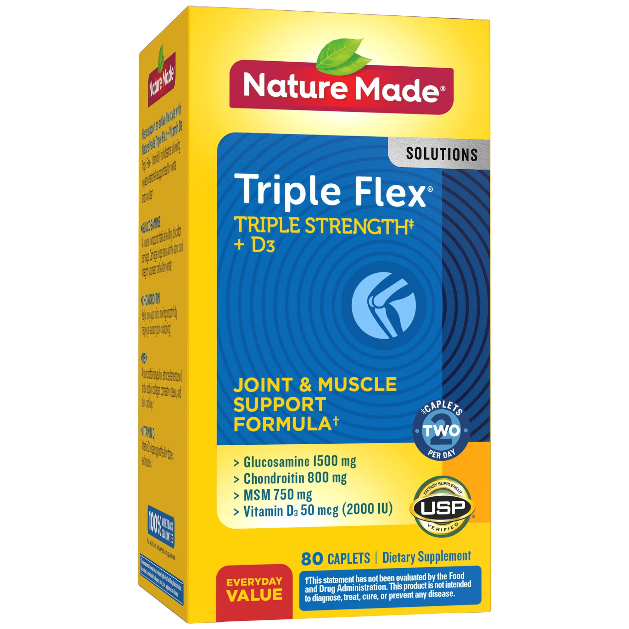 Nature Made TripleFlex Triple Strength Caplets with Vitamin D, 80 Count