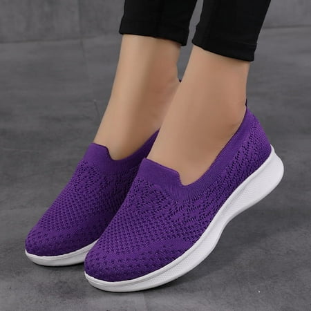

Women Nursing Flats Lightweight Walking Slip On Stretch Knit Orthopedic Walking Sneakers