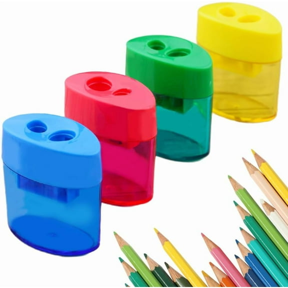 1 Pcs Pencil Sharpeners with Lid, Dual Holes Compact Colored Handheld Pencil Sharpener, Colored Handheld Sharpener Suitable for Men Women Home Office (Ellipse)