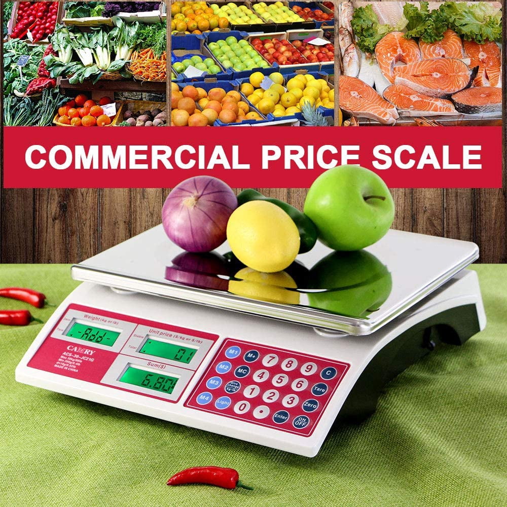 CAMRY Price Computing Commercial Scale 66lb for Food Meat Produce with Backlight Stainless Steel Platform