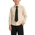 thumbnail image 4 of Diufon Boys Long Sleeve School Uniform Kids Classic Lapel Button Down Shirts with Tie and Chest Pocket, 4 of 10