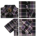 thumbnail image 3 of Coevals Club Men's Western Plaid Pearl Snap Buttons Two Pockets Casual Short Sleeve Shirts (Purple Gray #14 S), 3 of 4