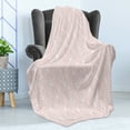 thumbnail image 4 of Pink and White Soft Flannel Fleece Blanket, Victorian Style Girly Feminine Pattern with Curly Leaves Hearts and Flowers, Cozy Plush for Indoor and Outdoor Use, 60" x 80", Blush White, by Ambesonne, 4 of 5