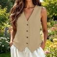 thumbnail image 6 of Womens Vest Top - Cotton Linen Shirts Summer 2026 Button Down Tank Tops Business Casual Boho Sleeveless Blouses, 6 of 7