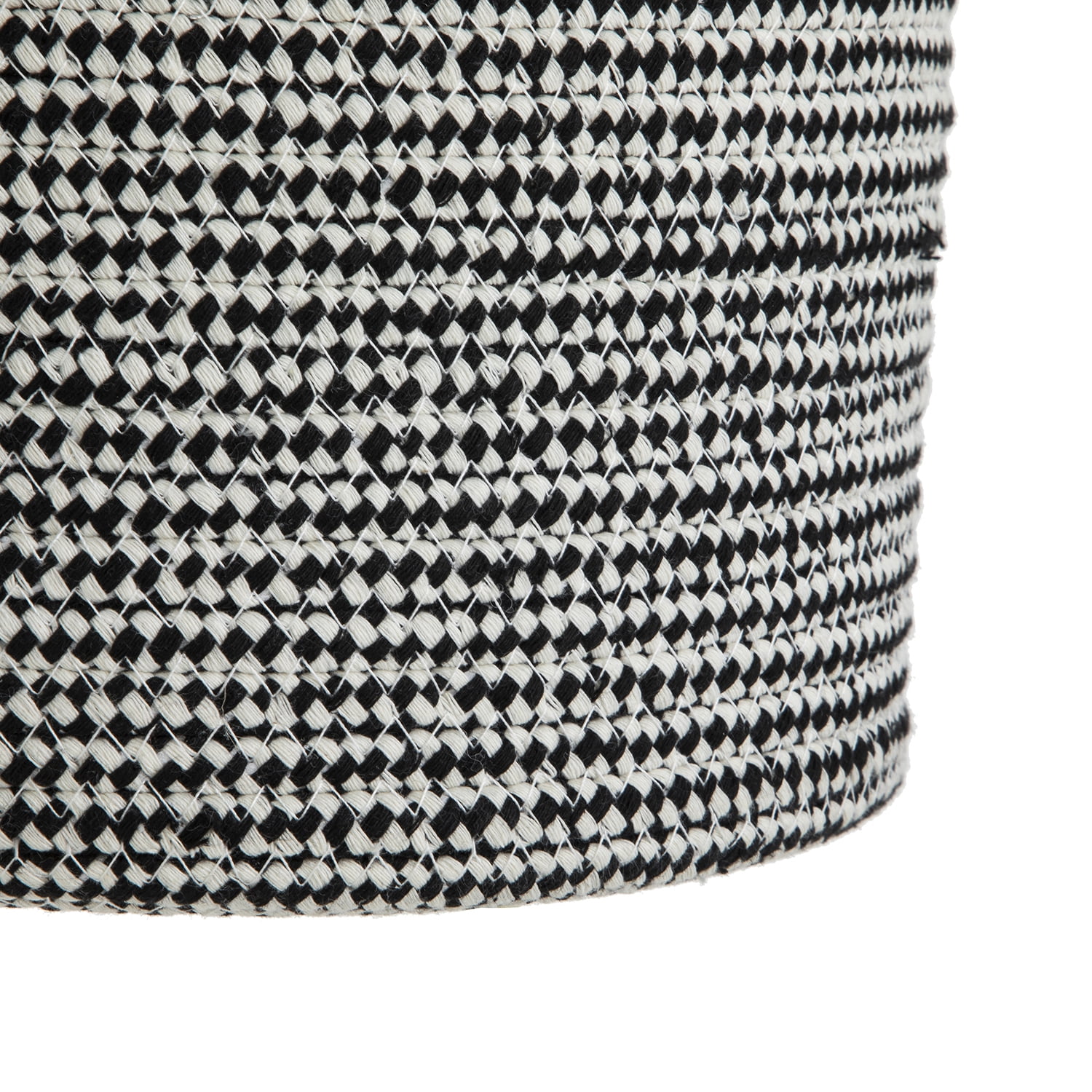 Mainstays Round Black and White Cotton Rope Decorative Storage Basket with Handles